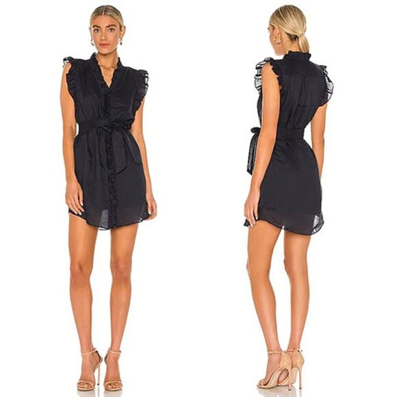 NWT Frame Lauren Ruffled Sleeveless Mini Dress Women's Navy Blue Size: Large